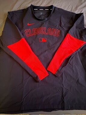 Nike Cleveland Guardians Long Sleeve Pullover - Navy & Red